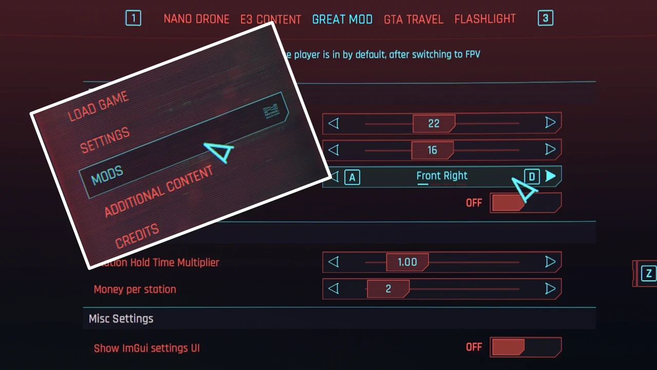 Cyberpunk 2077 "Пользовательский интерфейс для модов - Native Settings UI" [v1.96]