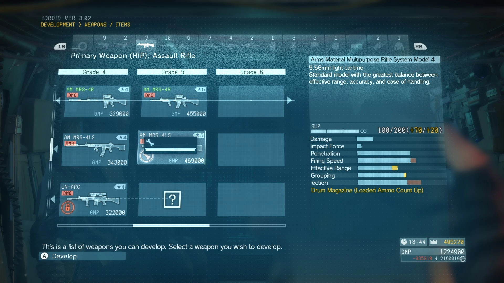 Metal Gear Solid 5: The Phantom Pain "Мгновенная разработка предметов (No Research Time) для версии 1.07"