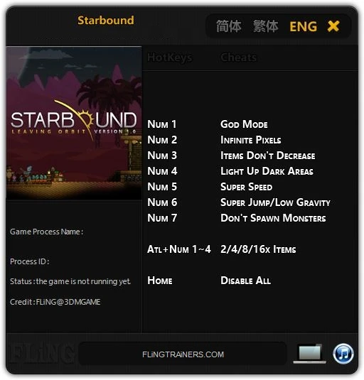 Starbound: Трейнер/Trainer (+8) [1.0 - 1.3.1: 64 Bit] {FLiNG}