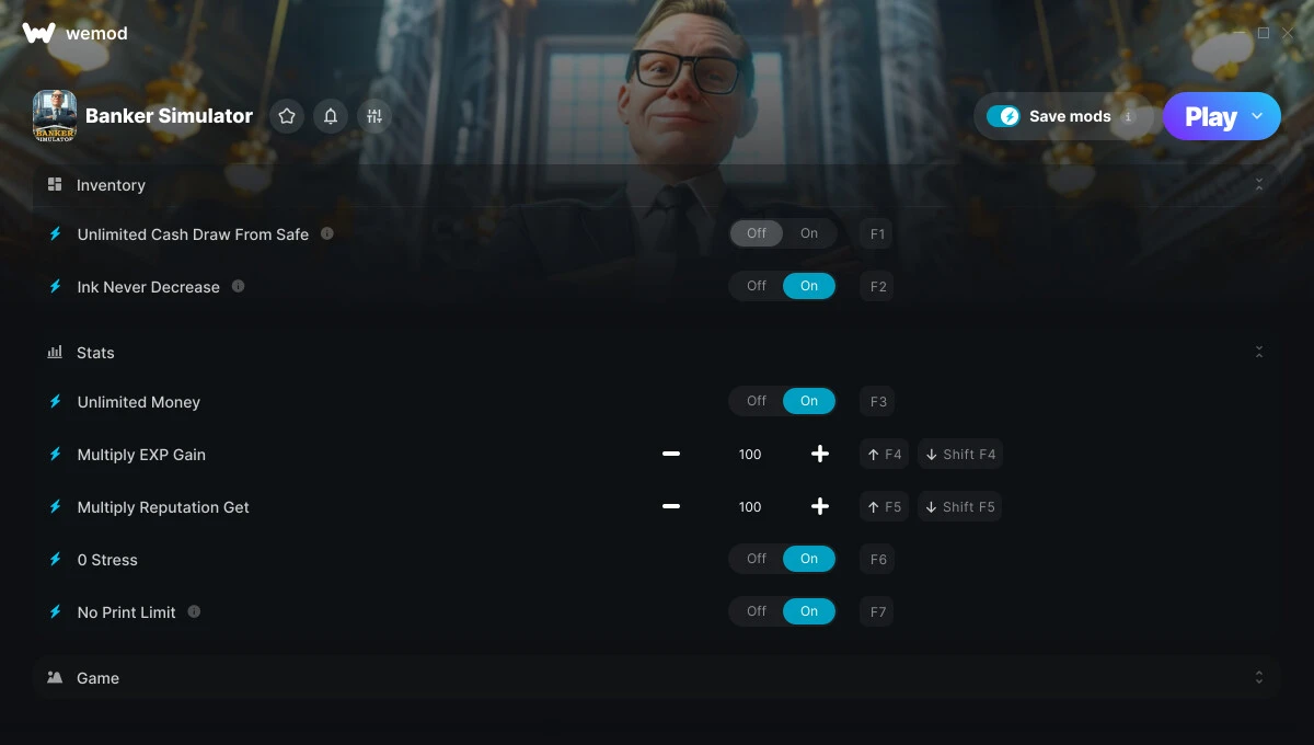 Banker Simulator "Трейнер +9 от WeMod: Деньги, опыт, стресс и пр"