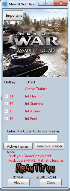 Men of War ~ Assault Squad 2: Трейнер/Trainer (+5) [30271b] {MrAntiFun}