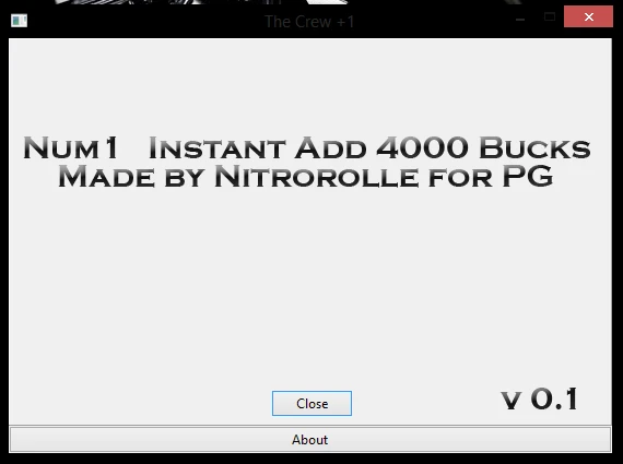 The Crew: Трейнер/Trainer (+1: Add Bucks / Добавить Деньги) [v.406719] {nitroroller}