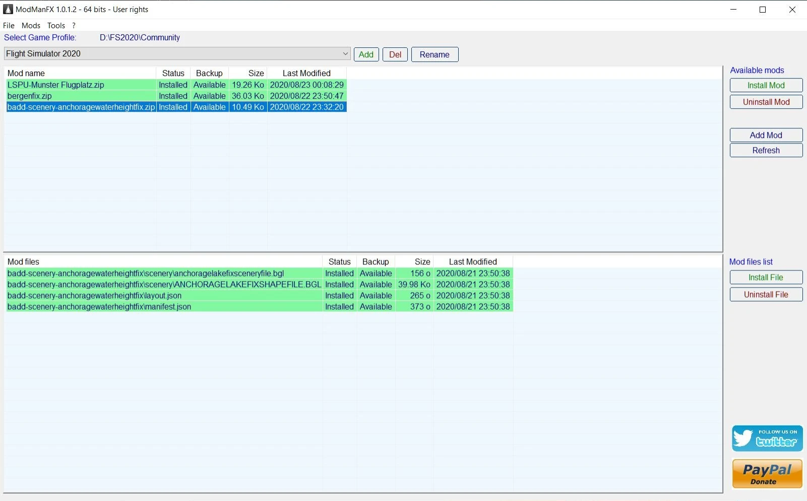 Microsoft Flight Simulator "ModManFX - Менеджер модов"