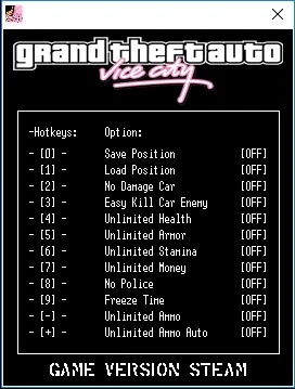 Grand Theft Auto: Vice City: Трейнер/Trainer (+12) [Steam] {LIRW / GHL}