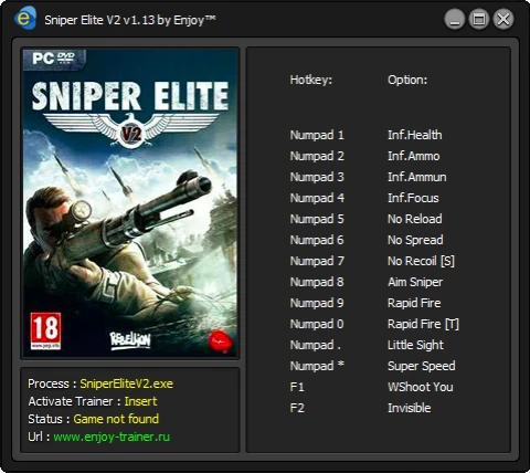 Sniper Elite V2: Trainer/Трейнер (+14) [v1.13] {Enjoy/ENJ}