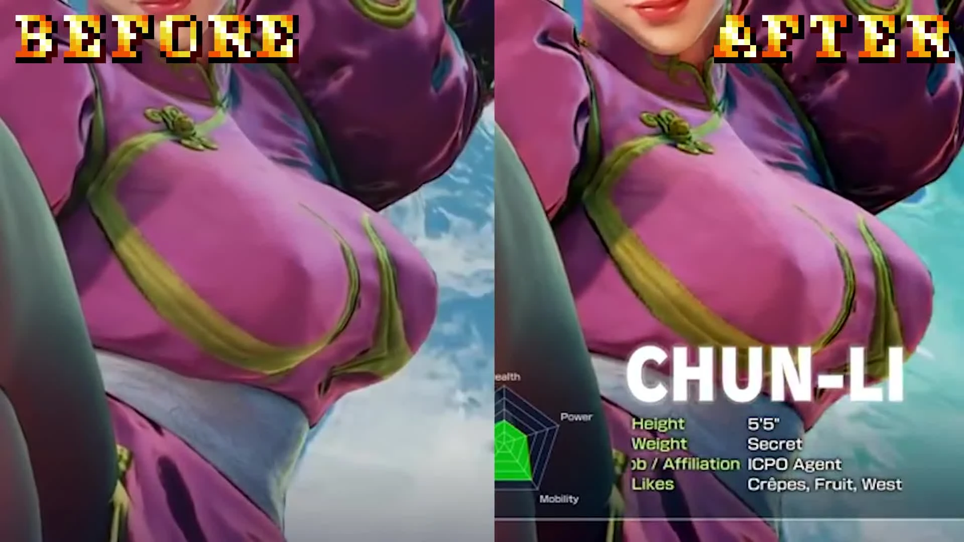 Street Fighter 5 - Сравнение физики груди до исправления "бага"