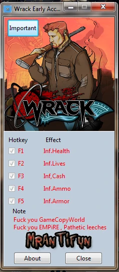 Wrack ~ Early Access: Трейнер/Trainer (+5) [1.0.0.1] {MrAntiFun}
