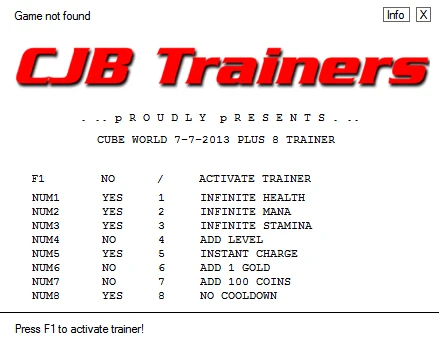 Cube World: Трейнер/Trainer (+8) [1.0] {CJB}