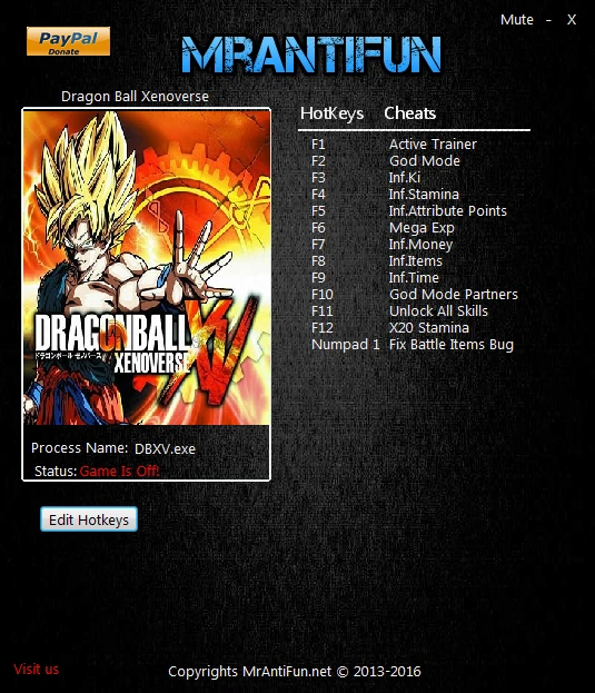 Dragon Ball Xenoverse: Трейнер/Trainer (+11) [1.08] {MrAntiFun}