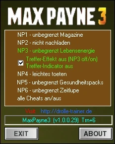 Max Payne 3: Трейнер/Trainer (+6) [1.0.0.29] {dr.olle}