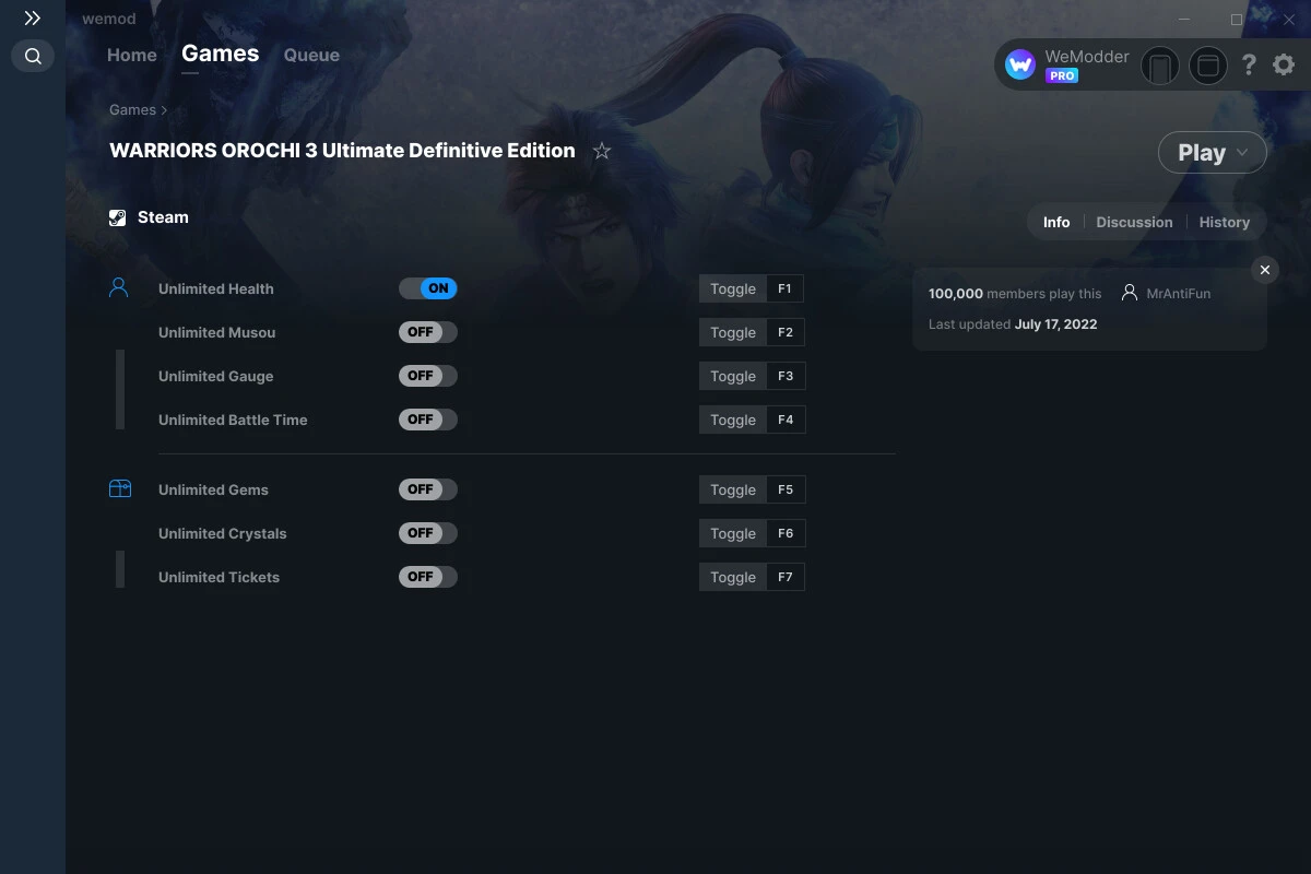 Warriors Orochi 3 - Ultimate Definitive Edition "Трейнер +7" [UPD: 17.07.2022] {MrAntiFun / WeMod}