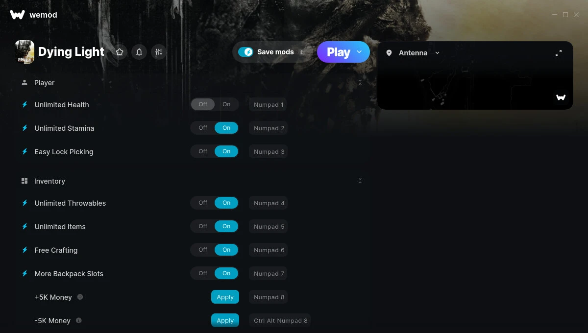 Dying Light "Трейнер +40 от WeMod: Здоровье, выносливость, опыт, уровень и пр"
