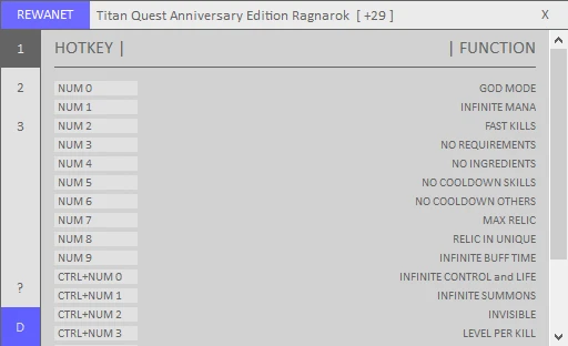 Titan Quest: Anniversary Edition - Ragnarok: Трейнер/Trainer (+29) [1.57] {REWANET}