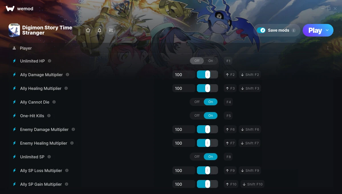 Digimon Story: Time Stranger "Трейнер +17 от WeMod: Редактор игрока и характеристик"