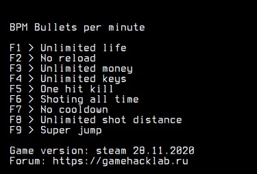 BPM BULLETS PER MINUTE: Трейнер/Trainer (+9) [Steam] {LIRW / GHL}
