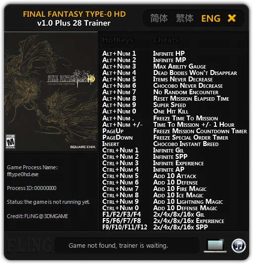 Final Fantasy Type-0 HD: Трейнер/Trainer (+28) [1.0] {FLiNG}