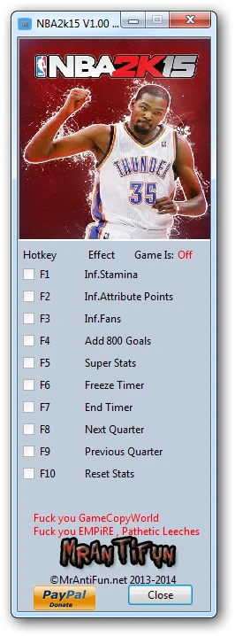 NBA 2K15: Трейнер/Trainer (+9) [1.0- Alternate "B" Version] {MrAntiFun}