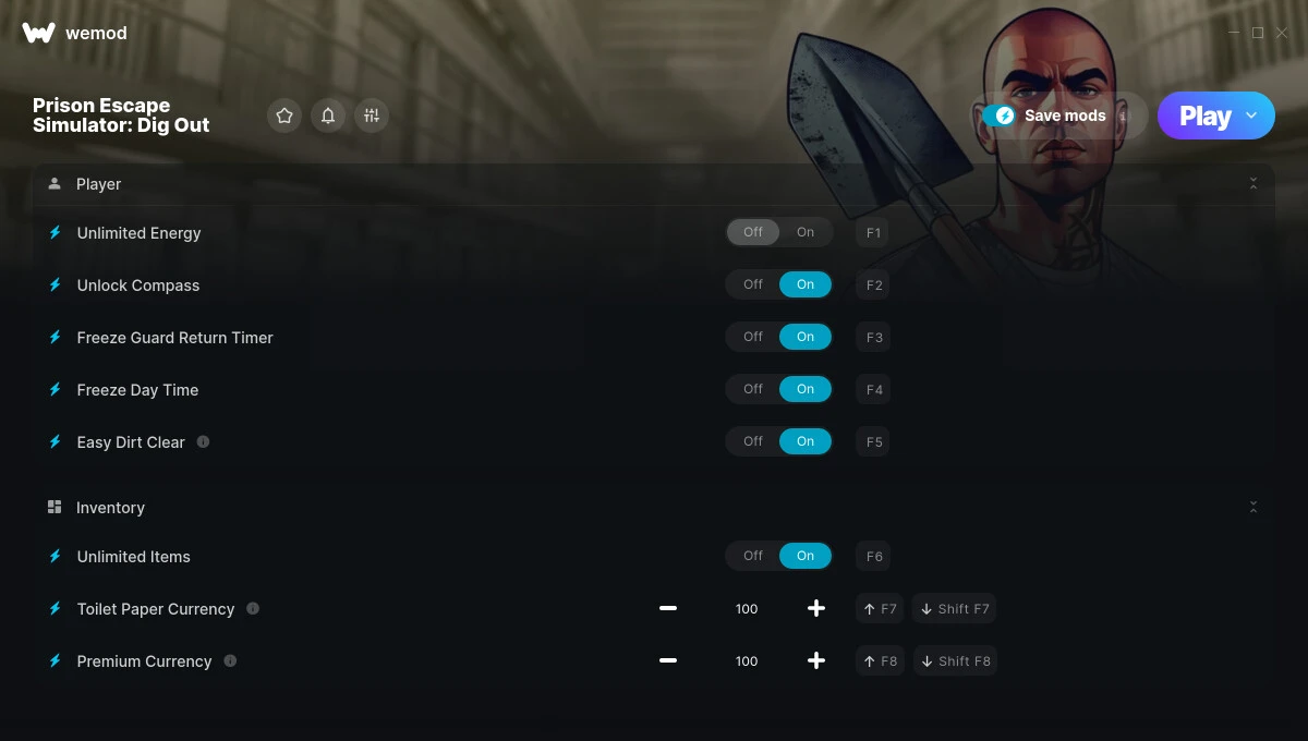 Prison Escape Simulator: Dig Out "Трейнер +8" [UPD: 30.07.2025] {MrAntiFun / WeMod}