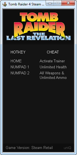 Tomb Raider 4: The Last Revelation: Трейнер/Trainer (+2) [1.0] {UNIQ}