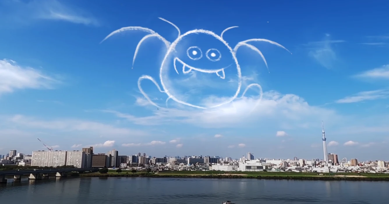 Японская пилотажная группа Blue Impulse раскрашивает небо над Токио в трейлере Dragon Quest X
