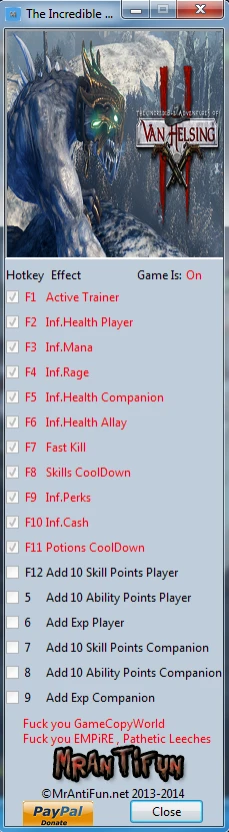 The Incredible Adventures of Van Helsing 2: Трейнер/Trainer (+16) [1.0.03: 32 Bit] {MrAntiFun}
