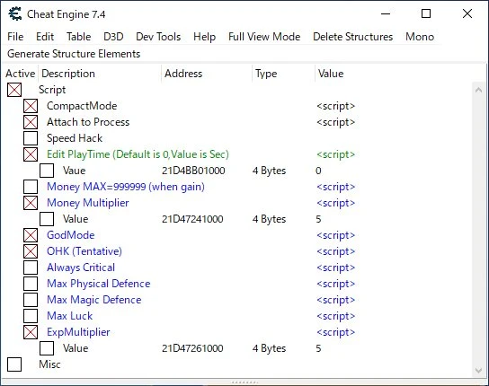 Eiyuden Chronicle: Rising "Таблица для Cheat Engine" [UPD: 11.05.2022] {Loah26}
