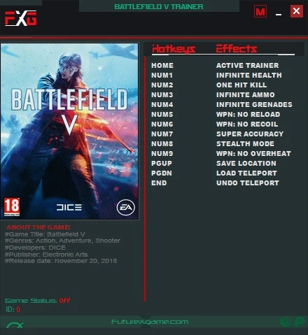 Battlefield 5: Трейнер/Trainer (+10) [v1.05] {FutureX}