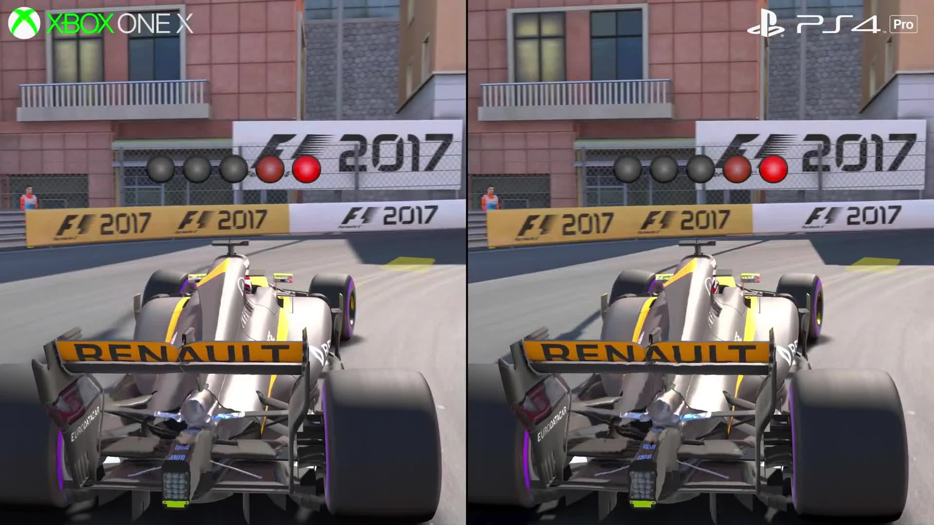 F1 2017: Xbox One X vs PS4 Pro - Сравнение графики + тест частоты кадров (DigitalFoundry)