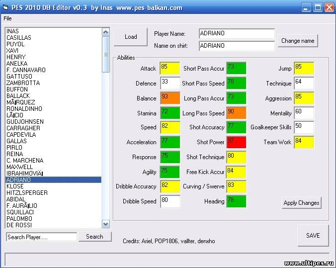 PES 2010 Database Editor v0.72 by Inas