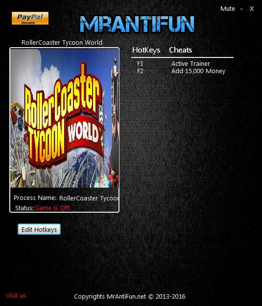 RollerCoaster Tycoon World: Трейнер/Trainer (+1: Деньги / Money) [24.04.2016] {MrAntiFun}