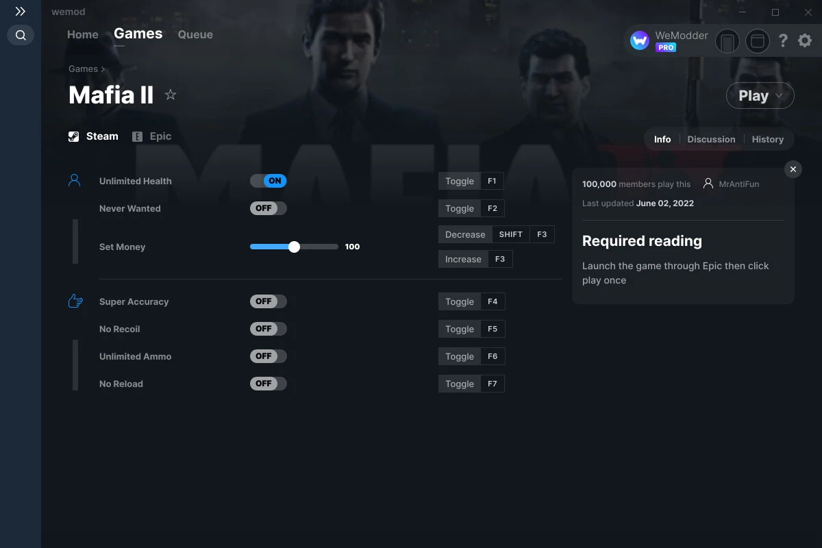 Mafia 2 - Definitive Edition "Трейнер +16" [UPD: 02.06.2022] {MrAntiFun / WeMod}