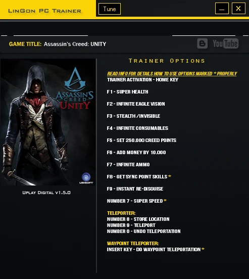 Assassin's Creed ~ Unity: Трейнер/Trainer (+13) [1.5.0] {LinGon}