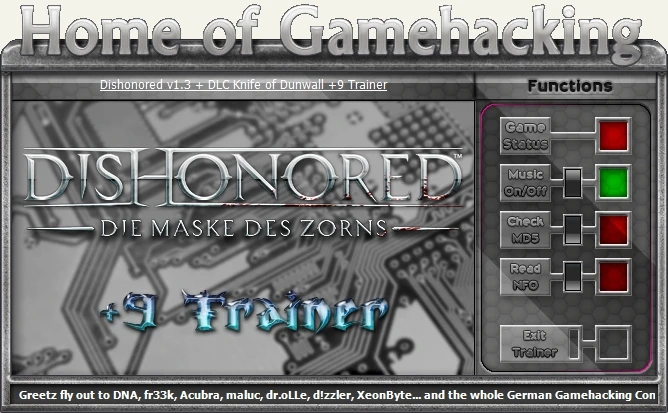 Dishonored ~ The Knife of Dunwall: Трейнер/Trainer (+9) [1.3 / Update 3] {sILeNt heLLsCrEAm / HoG}