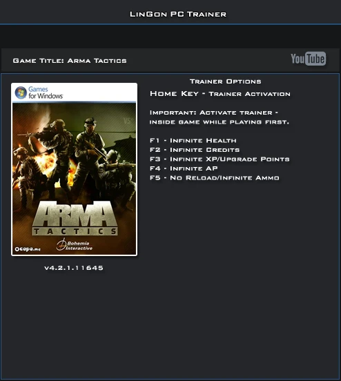 Arma Tactics: Трейнер/Trainer (+5) [4.2.1.11645] {LinGon}