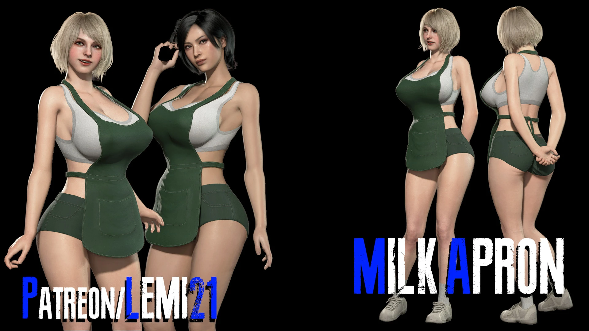 Resident Evil 4 Remake "Ада и Эшли в молочном фартуке"{Aqua}