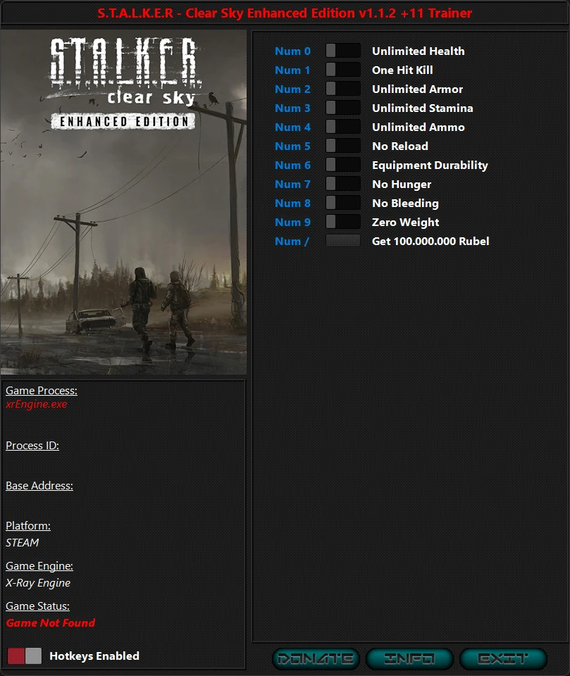 S.T.A.L.K.E.R - Clear Sky Enhanced Edition "Трейнер +11 от iNvIcTUs oRCuS: Здоровье, броня, выносливость и пр" [1.3.1]