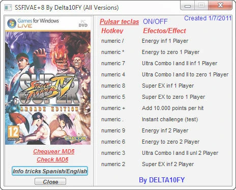 Super Street Fighter 4 - Arcade Edition: Трейнер (+8) [All Versions] {Delta10FY}