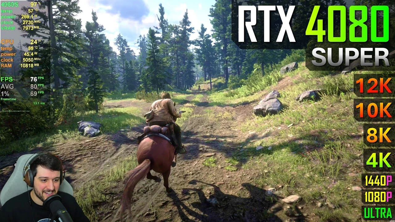 Эксперт показал, на что способна видеокарта RTX 4080 SUPER в Red Dead Redemption 2