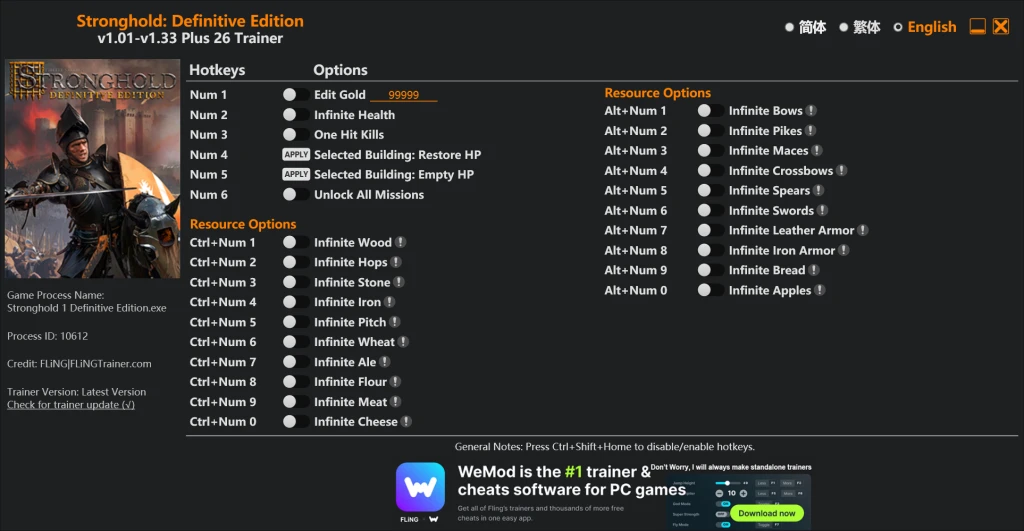 Stronghold: Definitive Edition "Трейнер +26" [1.01 - 1.33] {FLiNG}