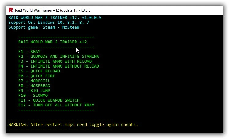 RAID: World War II: Трейнер/Trainer (+12) [Update 1] (santaZX)