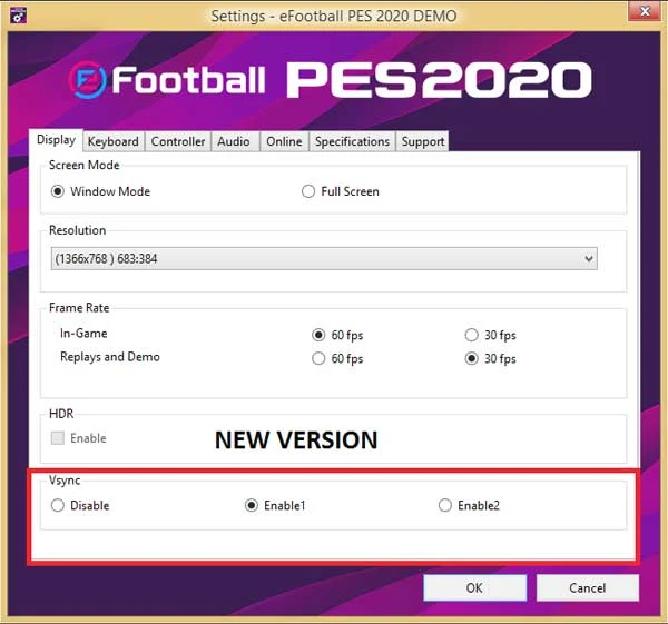 eFootball PES 2020 "DEMO Settings (26/08/2019)"