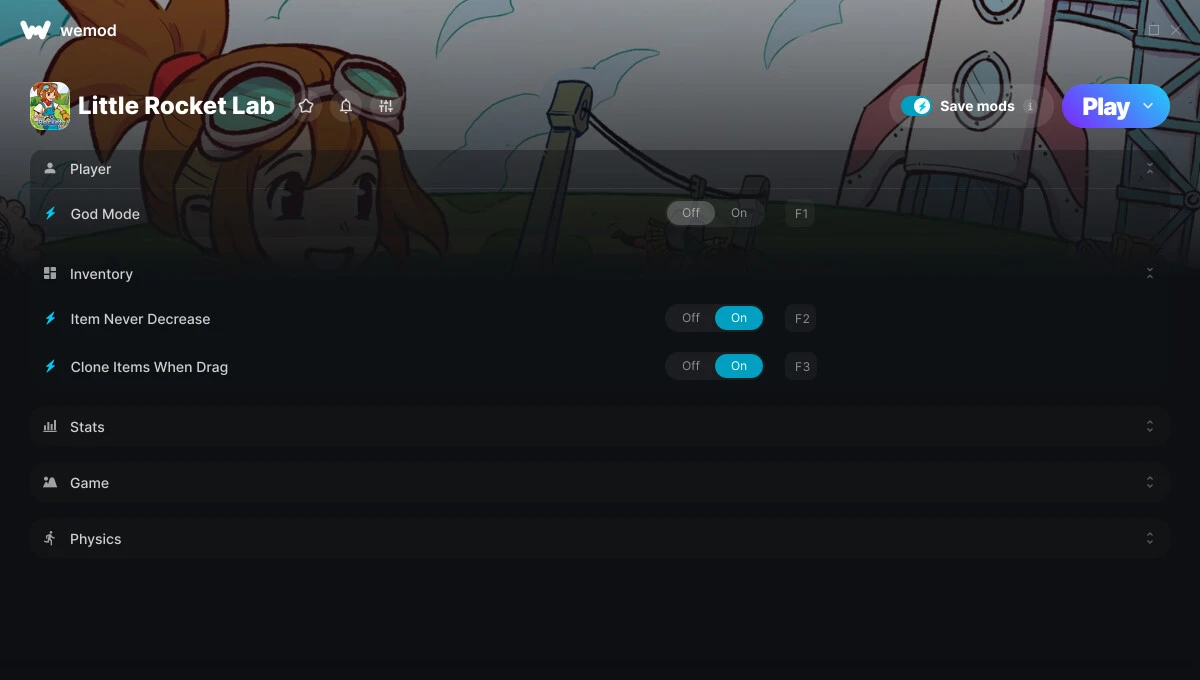 Little Rocket Lab "Трейнер +12 от WeMod: Здоровье, деньги, предметы, скорость, консоль"