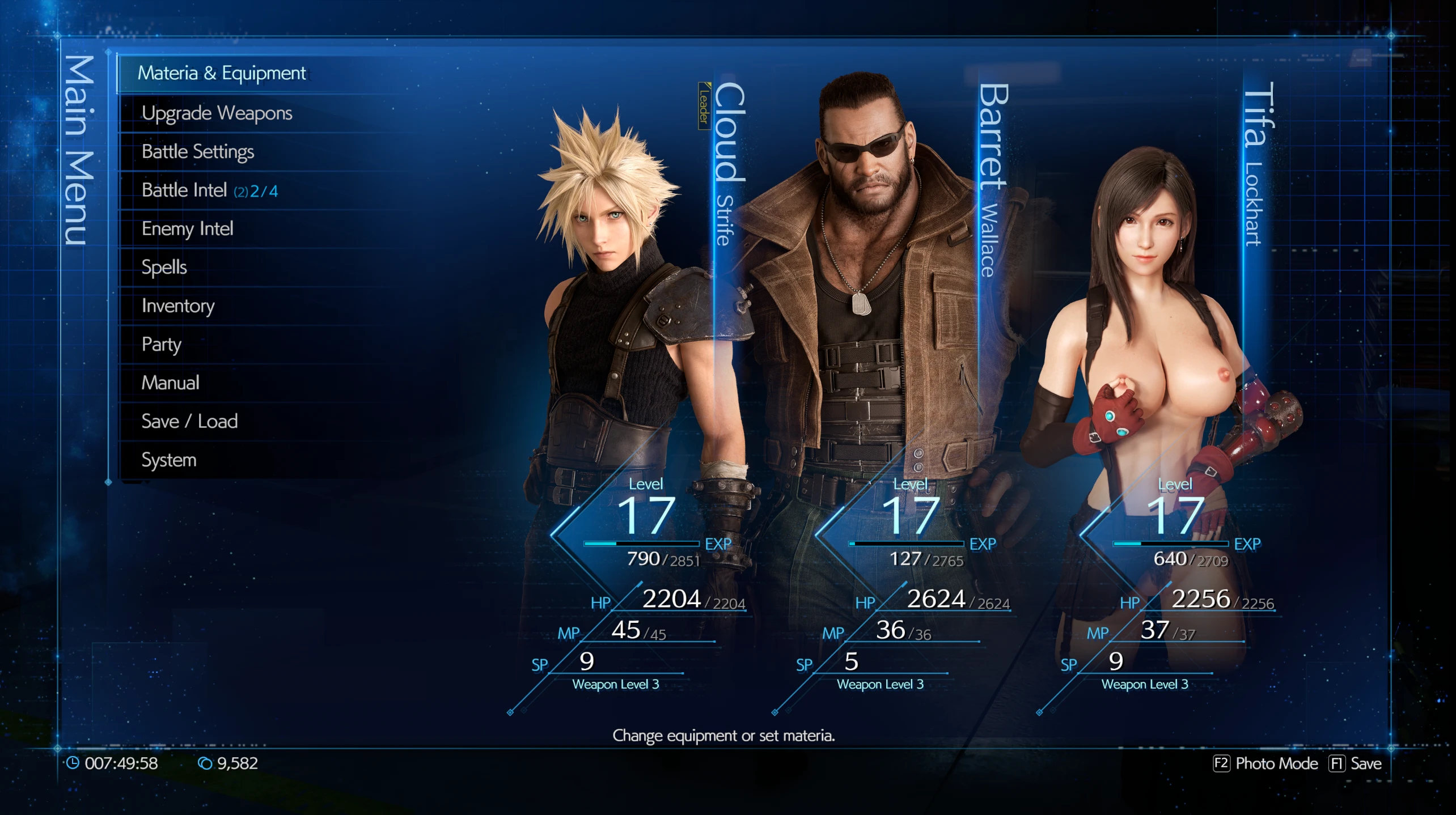 Final Fantasy 7 Remake "Голая Тифа в меню"