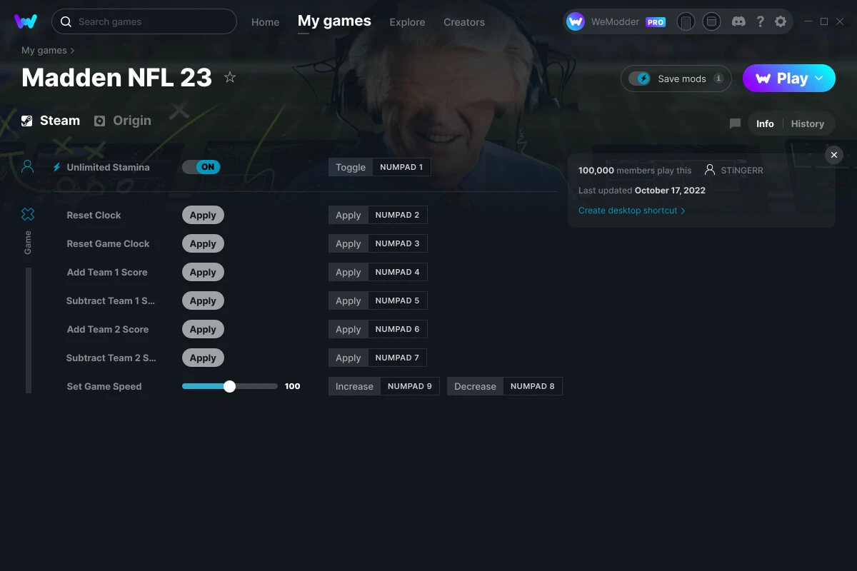Madden NFL 23 "Трейнер +8" [UPD: 18.10.2022] {STiNGERR / WeMod}
