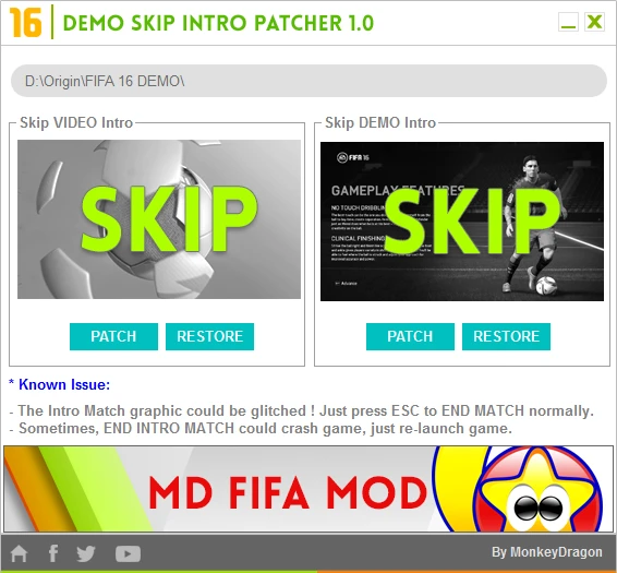 FIFA 16 "Demo SKIP INTRO Patcher"