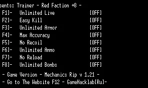 Red Faction: Трейнер/Trainer (+8) [v1.21 Rip Механики] {LIRW / GHL}