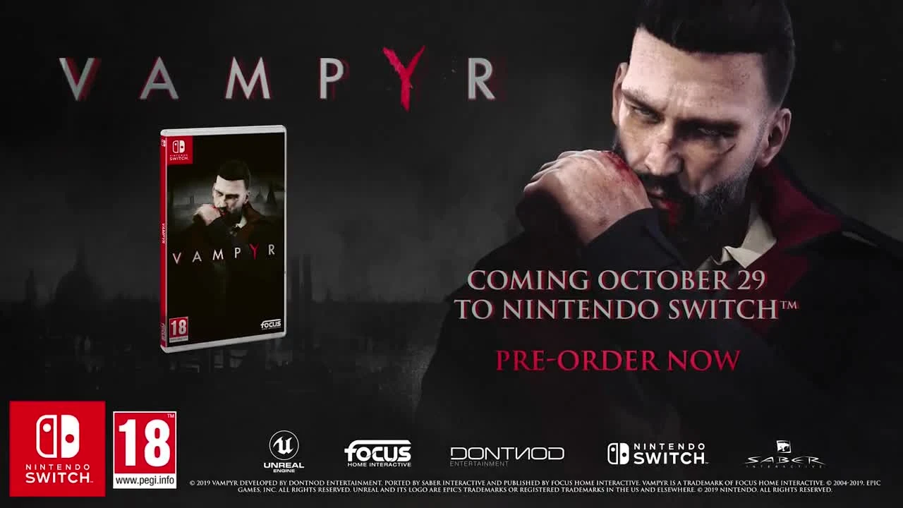 Анонсирована дата выхода Vampyr для Nintendo Switch в новом трейлере