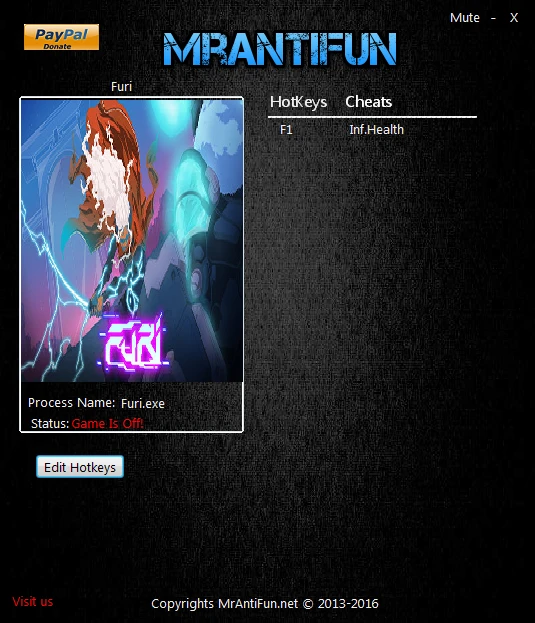 Furi: Трейнер/Trainer (+1:Бессмертие / Immortality) [1.00] {MrAntiFun}