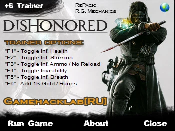 Dishonored: Трейнер/Trainer (+6) [1.4] {CuBiC}