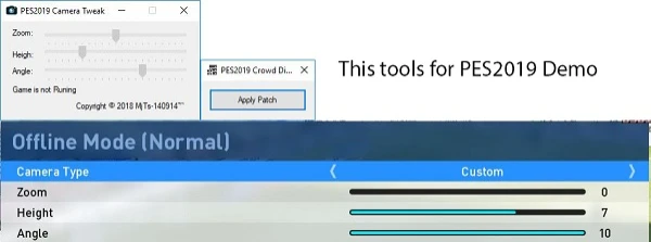 PES 2019 "Demo Camera Tweak+Crowd Disabler"